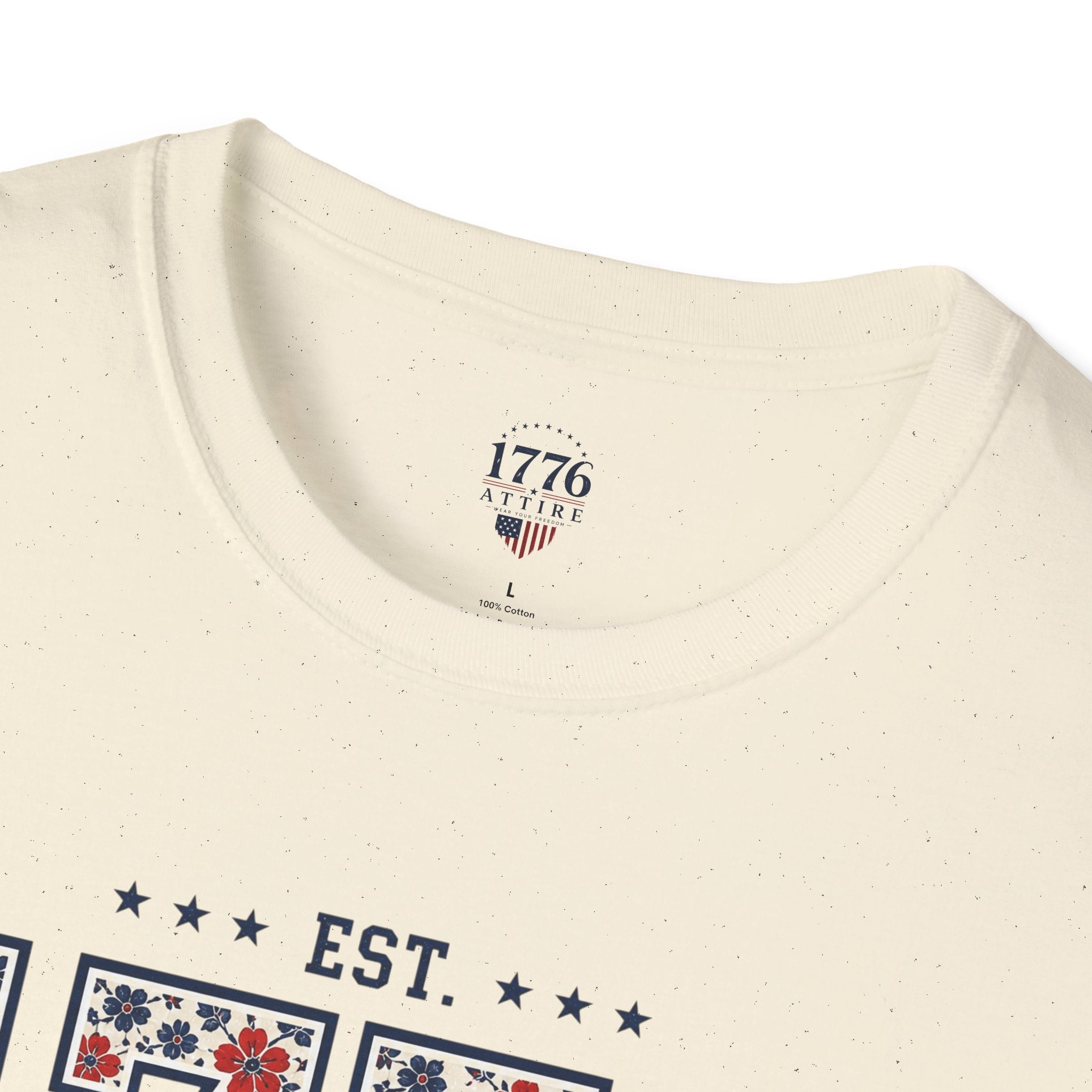 1776 USA Patriotic T-Shirt — Vintage Style Floral For Ladies