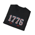 1776 USA Patriotic T-Shirt — Vintage Style Floral For Ladies