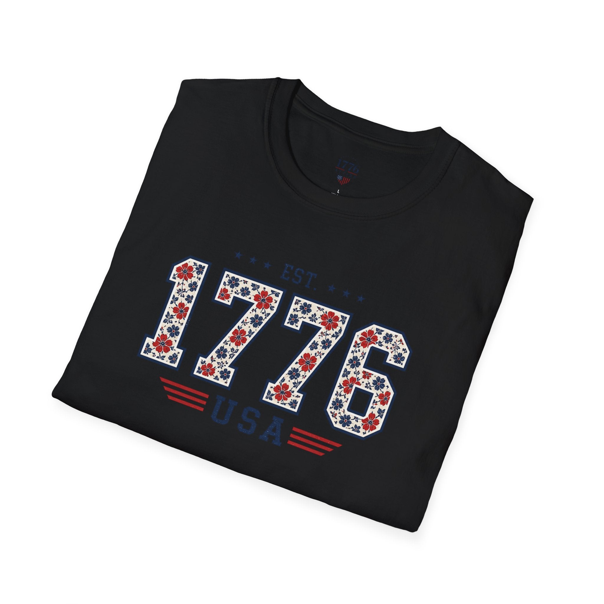 1776 USA Patriotic T-Shirt — Vintage Style Floral For Ladies