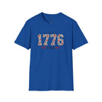 1776 USA Patriotic T-Shirt — Vintage Style Floral For Ladies