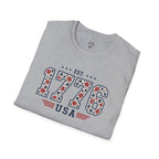 1776 USA Patriotic T-Shirt — Vintage Style Floral For Ladies