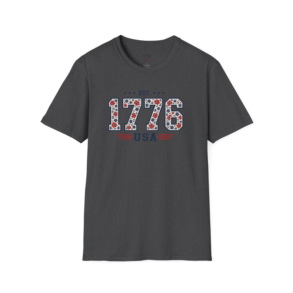 1776 USA Patriotic T-Shirt — Vintage Style Floral For Ladies