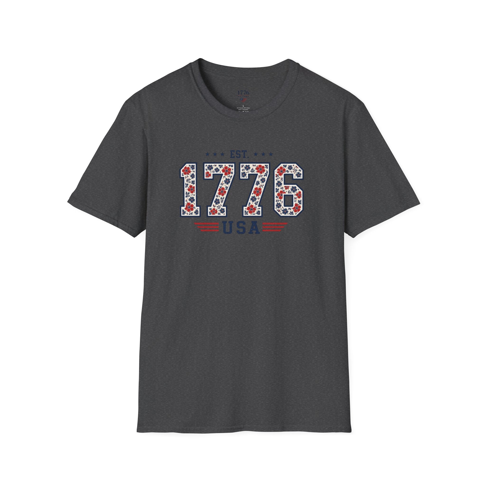 1776 USA Patriotic T-Shirt — Vintage Style Floral For Ladies