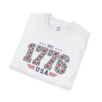 1776 USA Patriotic T-Shirt — Vintage Style Floral For Ladies