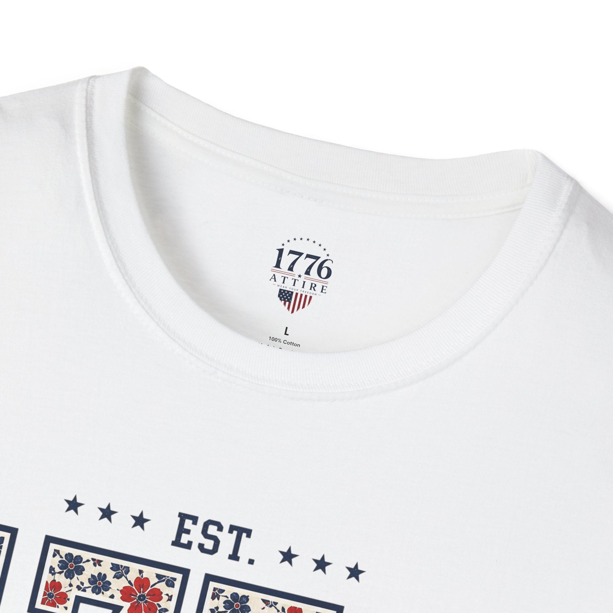 1776 USA Patriotic T-Shirt — Vintage Style Floral For Ladies