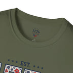 1776 USA Patriotic T-Shirt — Vintage Style Floral For Ladies