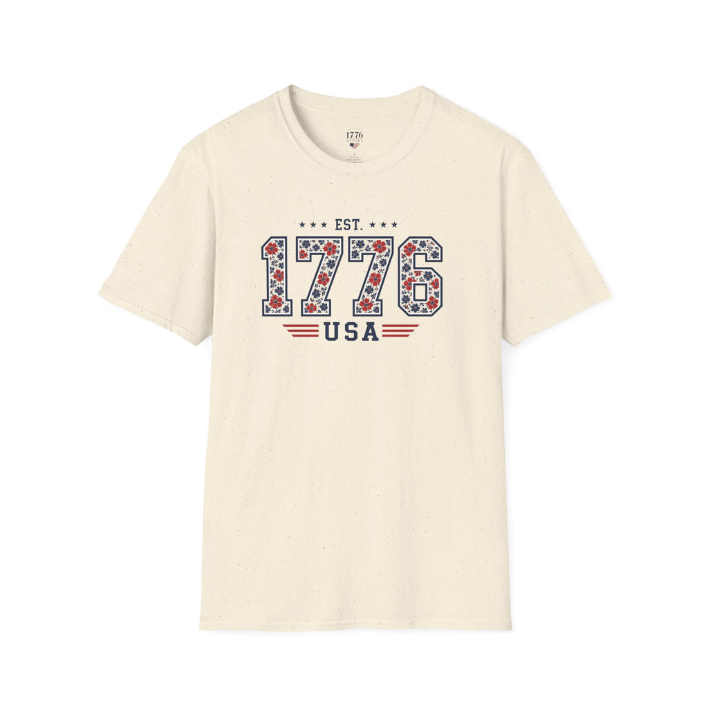 1776 USA Patriotic T-Shirt — Vintage Style Floral For Ladies
