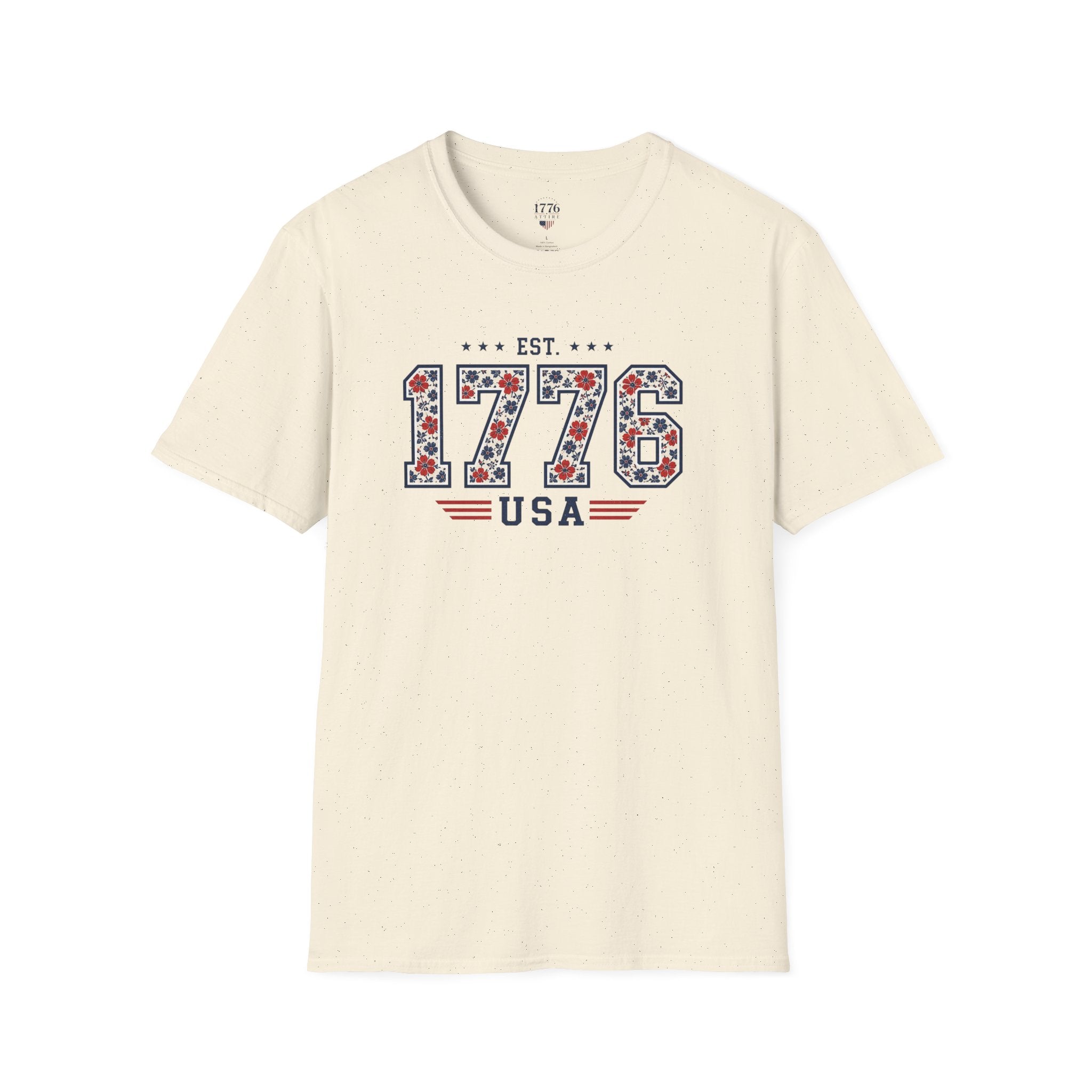 1776 USA Patriotic T-Shirt — Vintage Style Floral For Ladies