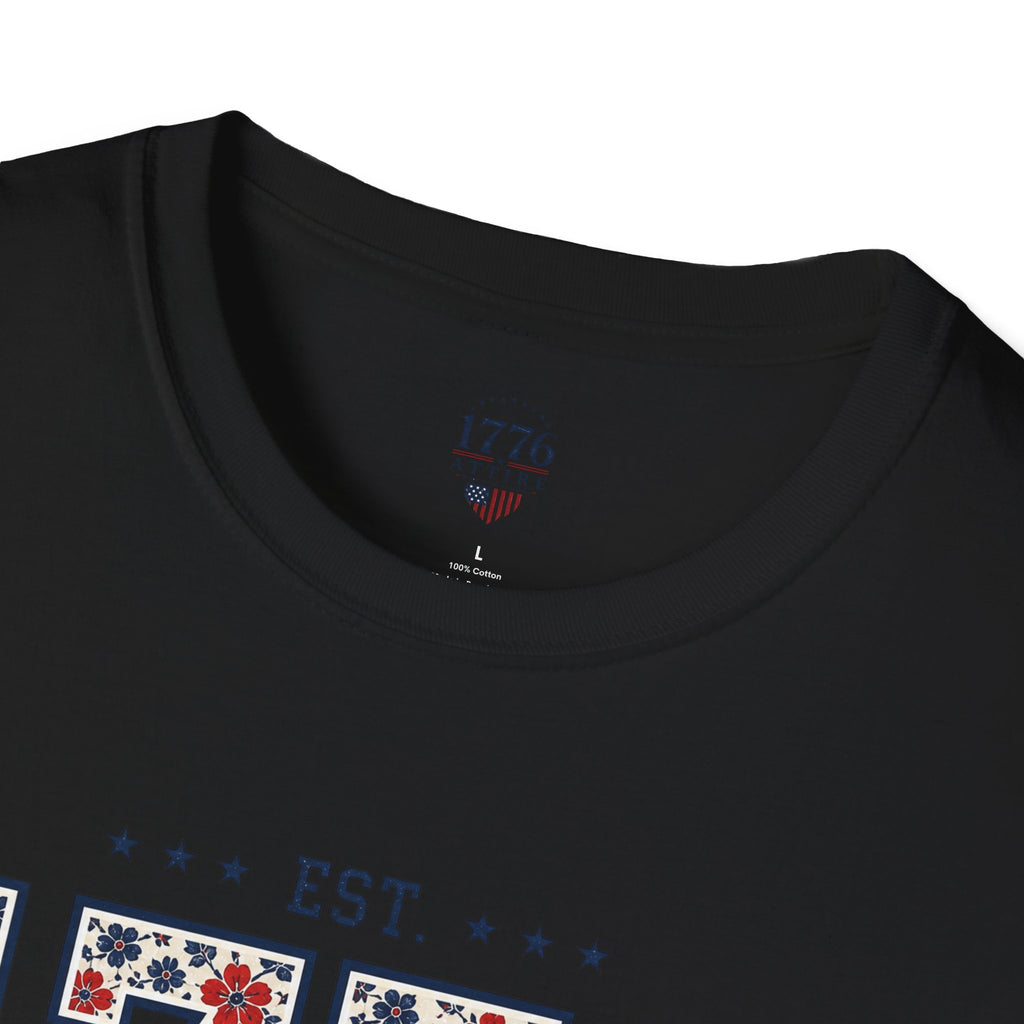 1776 USA Patriotic T-Shirt — Vintage Style Floral For Ladies