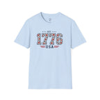 1776 USA Patriotic T-Shirt — Vintage Style Floral For Ladies