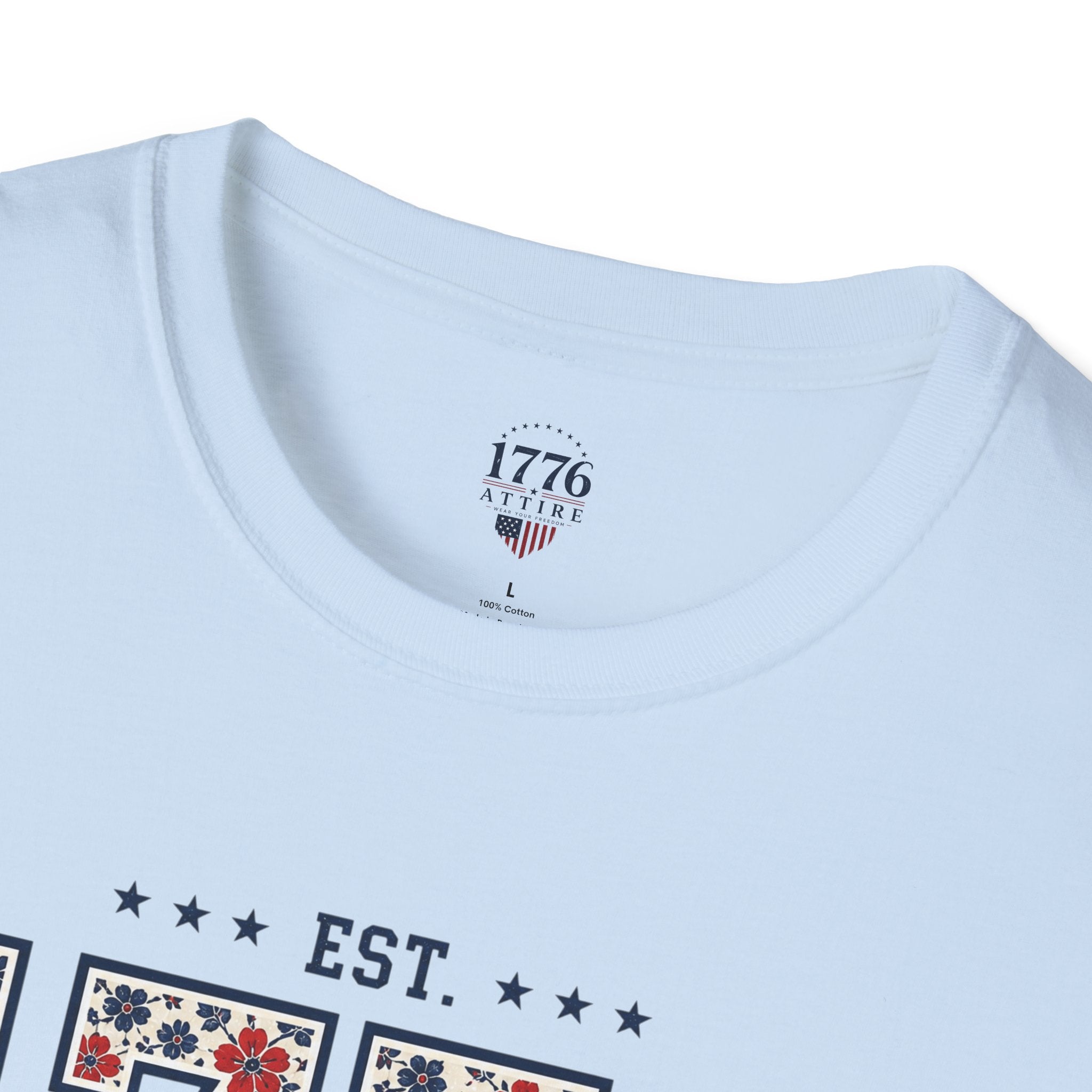 1776 USA Patriotic T-Shirt — Vintage Style Floral For Ladies