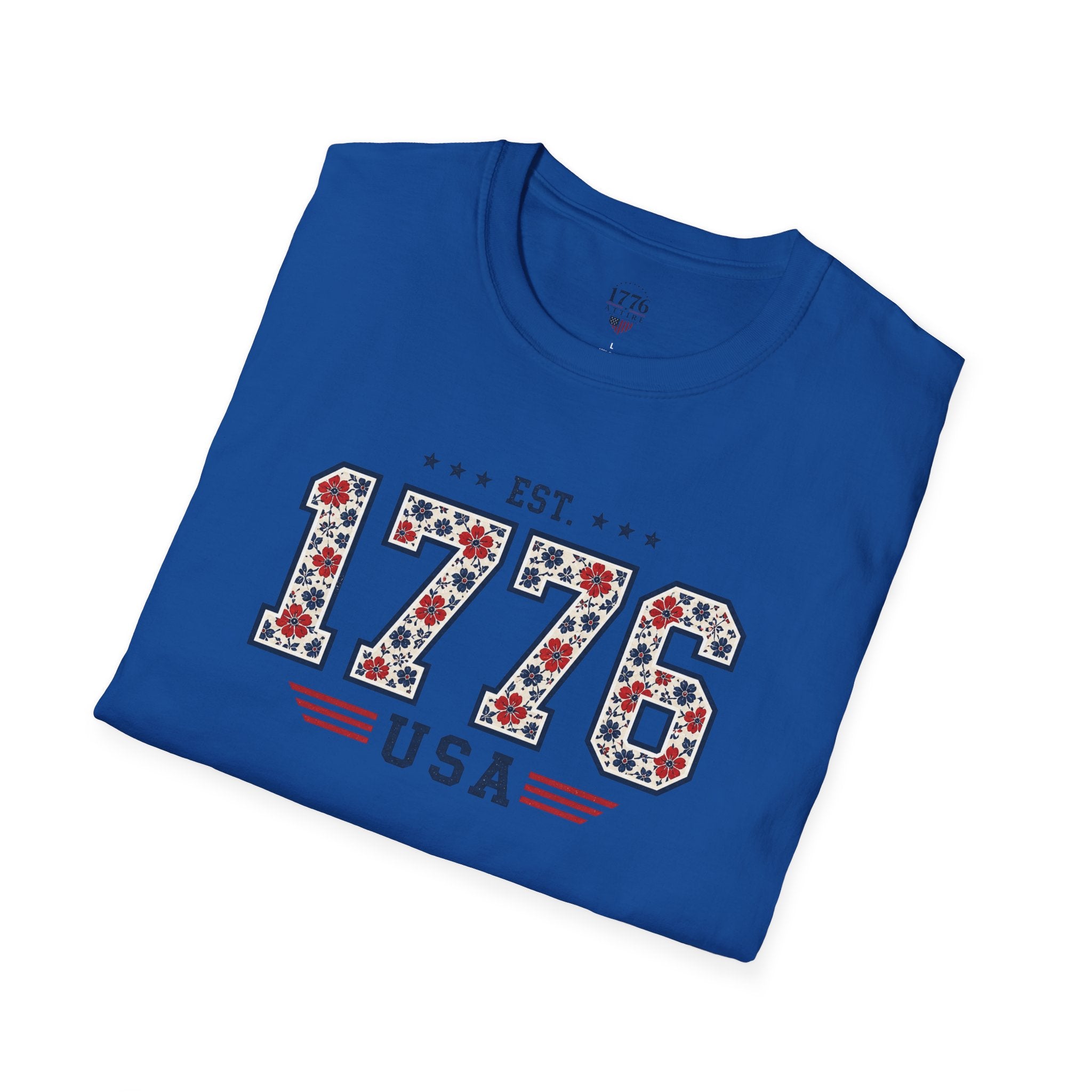 1776 USA Patriotic T-Shirt — Vintage Style Floral For Ladies